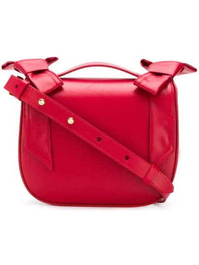 Shop Simone Rocha Double Bow Crossbody Bag In Red
