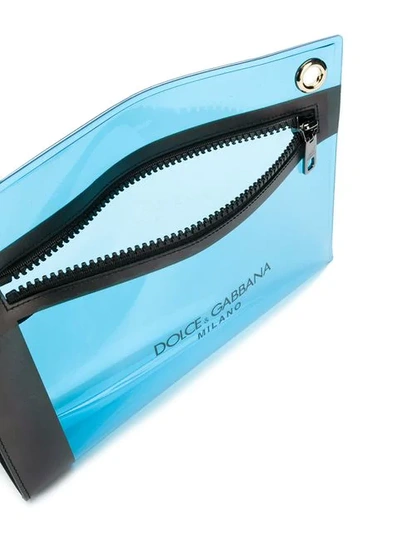Shop Dolce & Gabbana Transparent Logo Bag In Blue