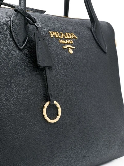 Shop Prada Logo Tote Bag In Black