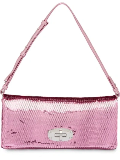 Shop Miu Miu Miu Crystal Sequin Shoulder Bag In Pink