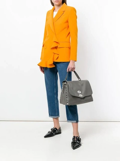 Shop Zanellato Handtasche Mit Nieten In Grey