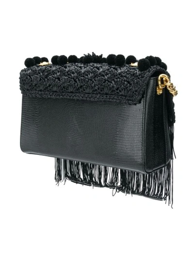 Shop Dolce & Gabbana Dg Millennials Appliqué Fringed Shoulder Bag In Black