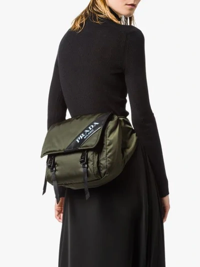 Shop Prada Nylon And Leather Belt Bag In Green