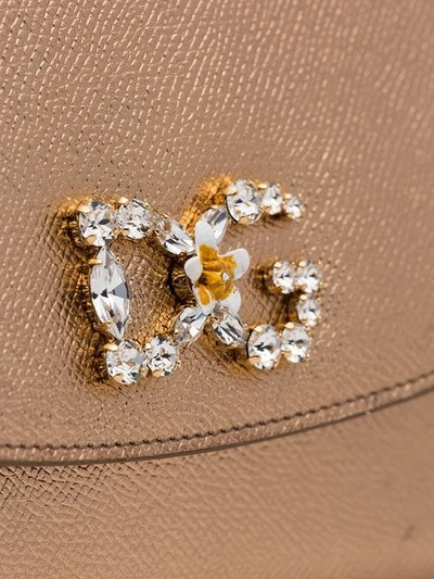 Shop Dolce & Gabbana Embellished Logo Crossbody Bag In Metallic
