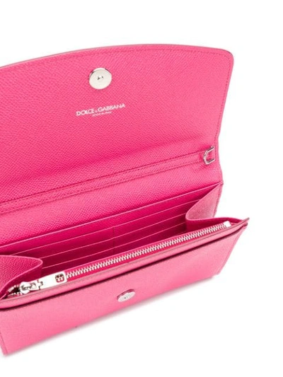 Shop Dolce & Gabbana Wallet Bag With Gemstone Logo Plaque In Pink