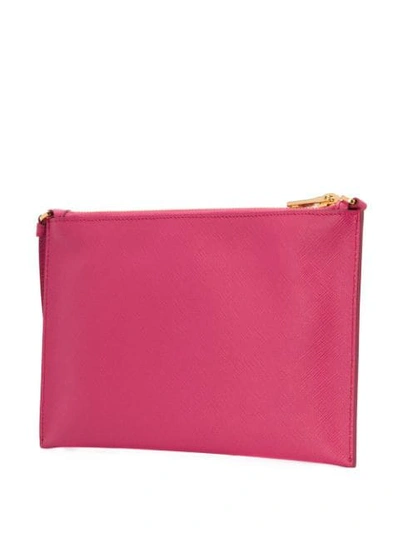 Shop Prada Zipped Clutch In F01bk Magenta