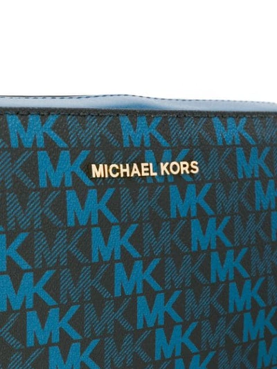 Shop Michael Michael Kors Jet Set Monogram Crossbody Bag - Blue