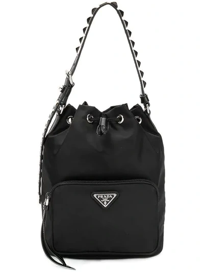 Shop Prada New Vela Bucket Bag In Black