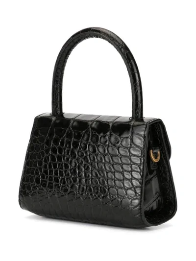 Shop By Far Croc-effect Mini Bag In Black