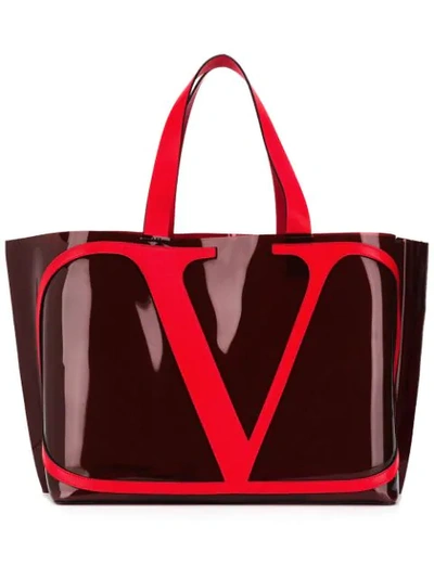 Shop Valentino Garavani Vlogo Beach Bag In Red