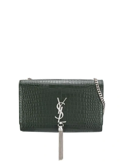 Shop Saint Laurent Kate Tassel Chain Shoulder Bag In Green