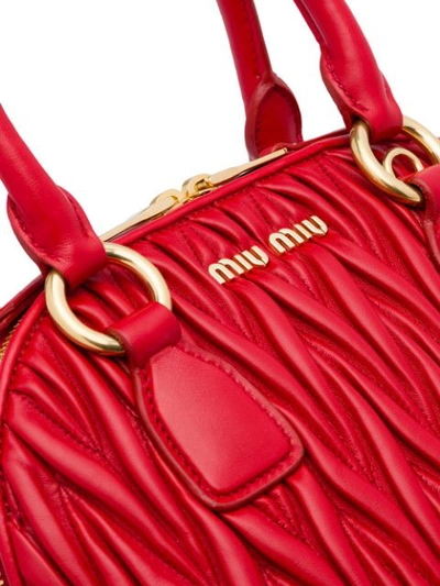 Shop Miu Miu Matelassé Top-handle Tote Bag In Red