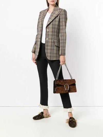 Shop Gucci Dionysus Gg Velvet Small Shoulder Bag In Brown