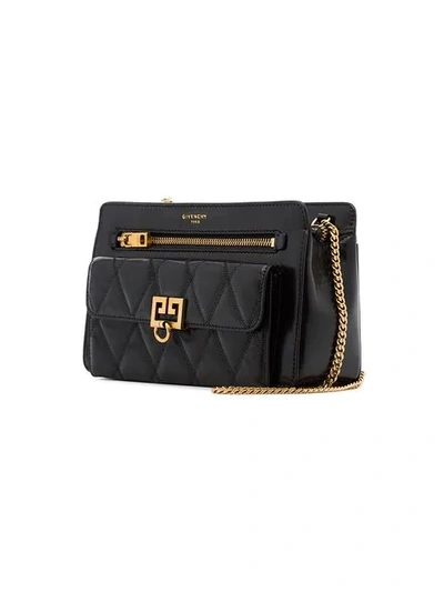 Shop Givenchy Black Pocket Quilted Leather Shoulder Bag