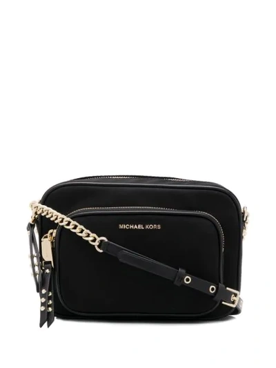 Shop Michael Michael Kors Studded Strap Crossbody Bag In Black