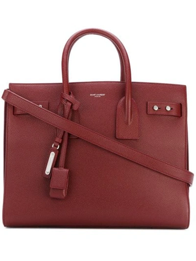 Shop Saint Laurent Small Sac De Jour Souple Tote In Red