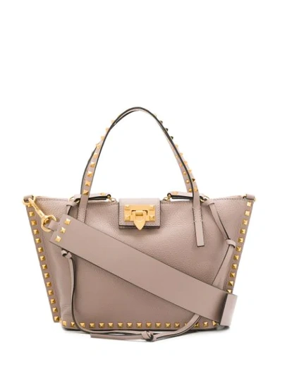 Shop Valentino Rockstud Leather Tote In Pink