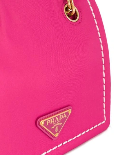 Shop Prada Contrast Stitching Nylon Mini Bag In Pink