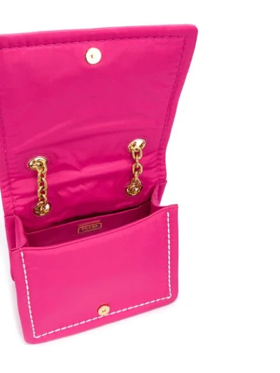 Shop Prada Contrast Stitching Nylon Mini Bag In Pink
