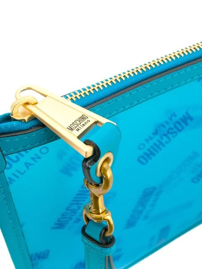 Shop Moschino Medium Logo Pouch In Blue