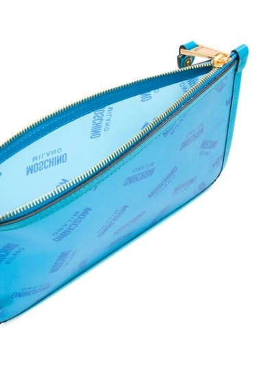 Shop Moschino Medium Logo Pouch In Blue