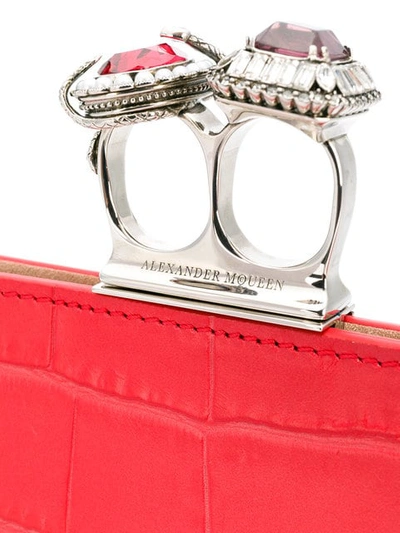 Shop Alexander Mcqueen Double Ring Clutch In Red