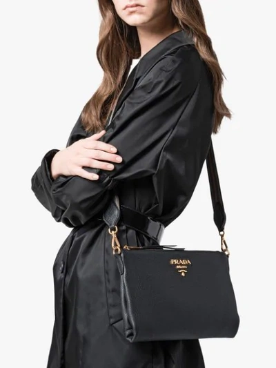 Shop Prada Calf Leather Bag In Black