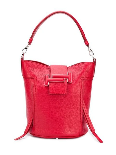 Shop Tod's Double T Bucket Bag In Red
