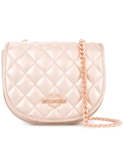Shop Love Moschino Quilted Crossbody Bag - Pink