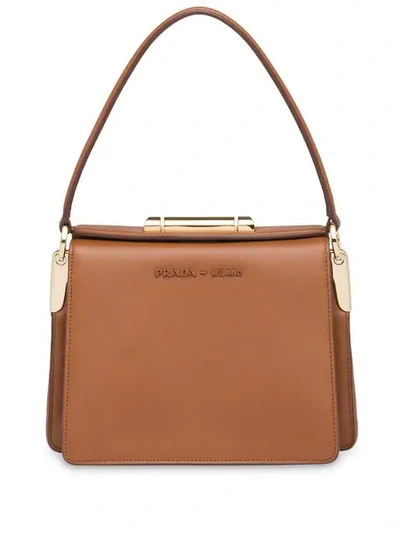 Shop Prada Sybille Leather Bag In Brown
