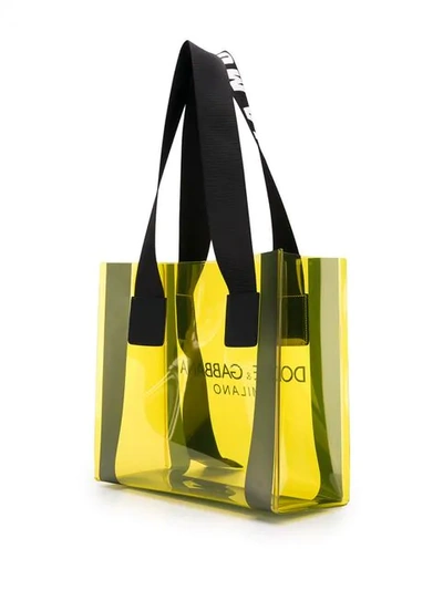 Shop Dolce & Gabbana Logo Strap Tote In Yellow