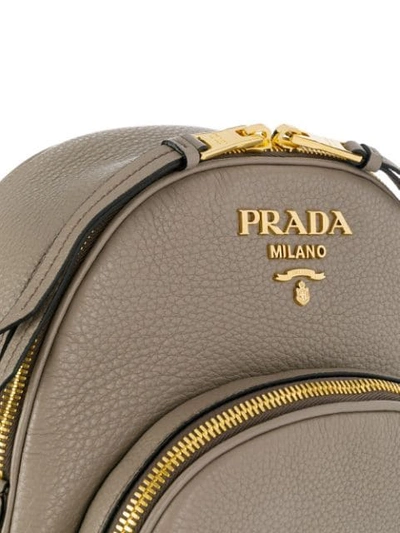 Shop Prada Logo Plaque Backpack - Grey