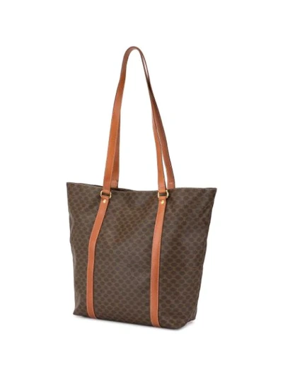 Pre-owned Celine Macadam Pattern Shoulder Tote Bag In Brown