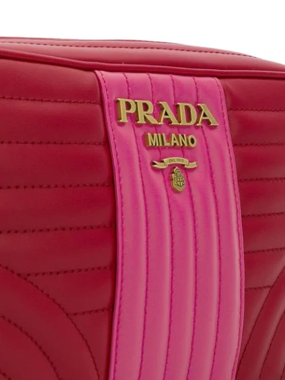 Shop Prada Diagram Quilted Shoulder Bag In Red