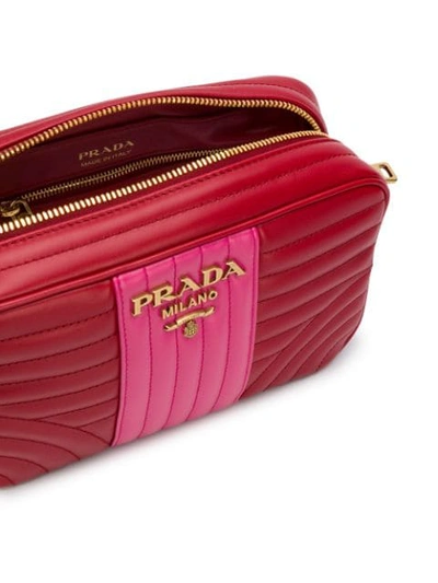 Shop Prada Diagram Quilted Shoulder Bag In Red