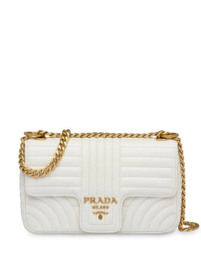 Shop Prada Diagramme Medium Shoulder Bag In White