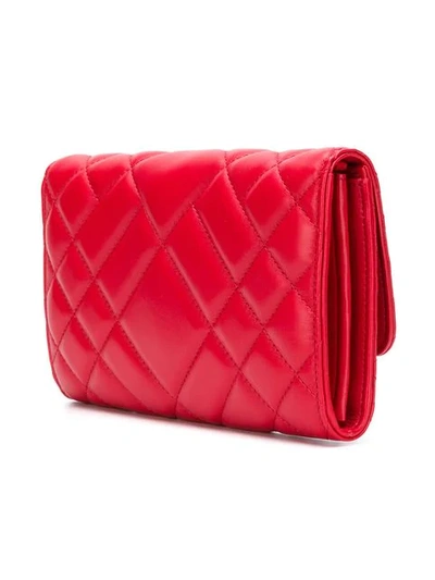 Shop Versace Quilted Chain Wallet Bag In Red