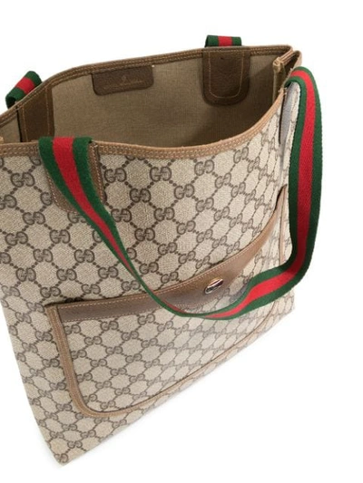 Pre-owned Gucci Shelly Shoulder Bag In Brown, Green, Red