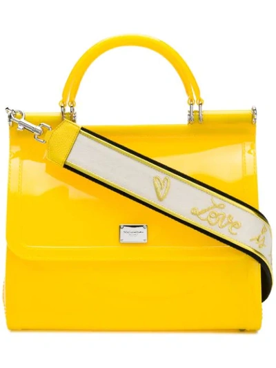 Shop Dolce & Gabbana Sicily Shoulder Bag In Yellow
