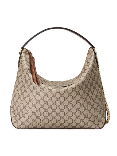 Shop Gucci Grosse Gg Supreme Hobo In Neutrals