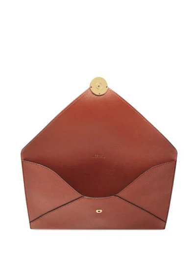 Shop Fendi Large Flat Clutch In Brown