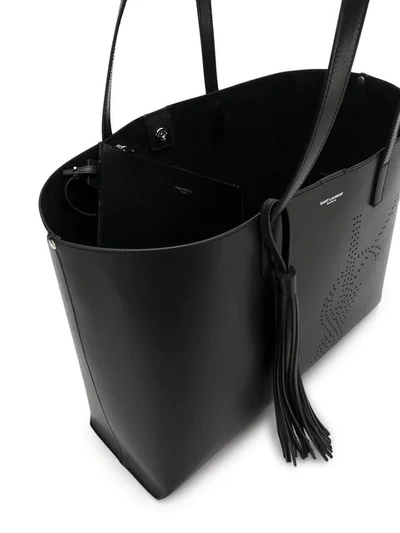 Shop Saint Laurent Logo-perforation Tote Bag In Black