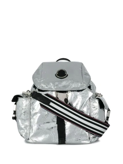 Shop Moncler Rucksack Im Metallic-look In Silver