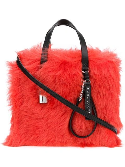 Shop Marc Jacobs The Fur Mini Grind Tote In Red