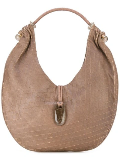Pre-owned Giorgio Armani Curved Hobo Style Bag In Brown