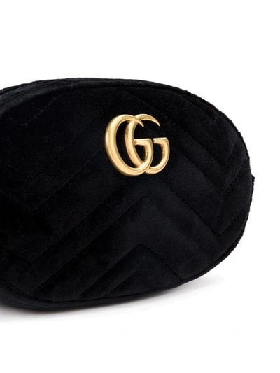 Shop Gucci Black Marmont Velvet Belt Bag