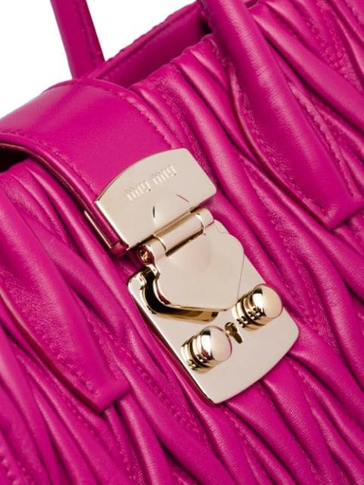 Shop Miu Miu Matelassé Top Handle Bag In F0592 Dahlia Pink