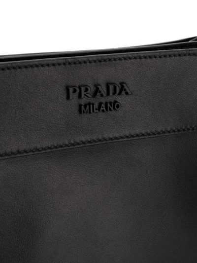 Shop Prada Logo Plaque Tote Bag In Black