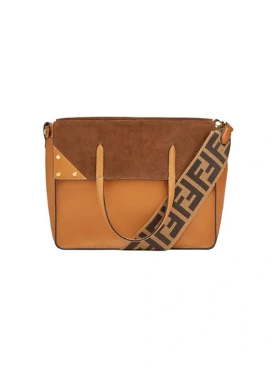 Shop Fendi Regular  Flip Tote Bag In Brown