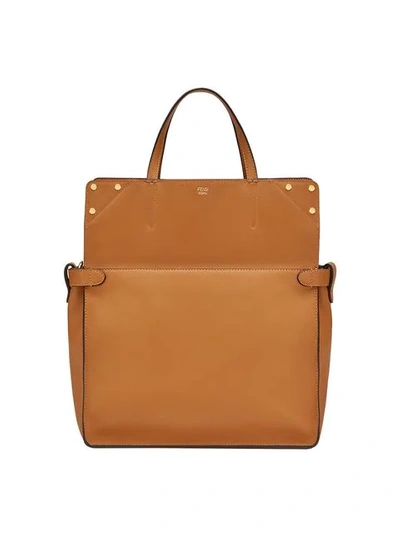 Shop Fendi Regular  Flip Tote Bag In Brown